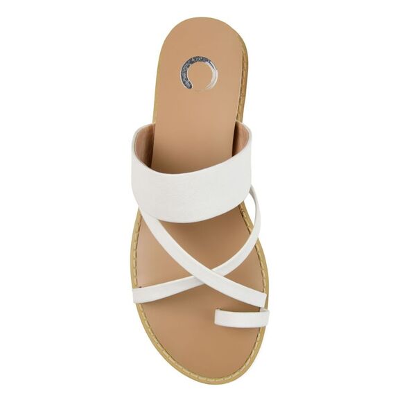 JOURNEE COLLECTION Womens White Eevie Round Toe Wedge Slip On Sandals 10 M - Picture 3 of 4
